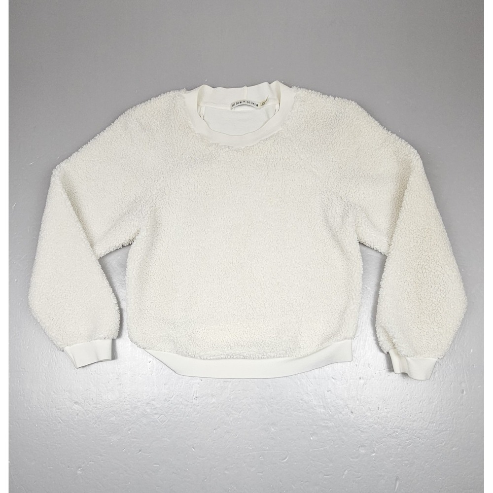 Alice & Olivia Sweater Womens XS. Cream Fleece Casual Preppy